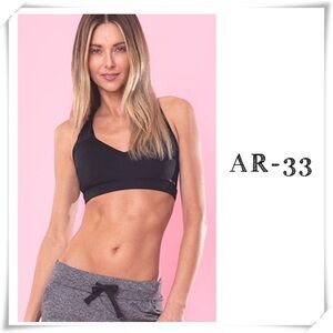 Ar-33 Blend Mesh Athletic Sport Bra in Black Size L